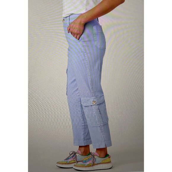 Democracy 10P Ab Solution Cargo Pants In Blue With Elastic Waistband Size 10P - Picture 2 of 14